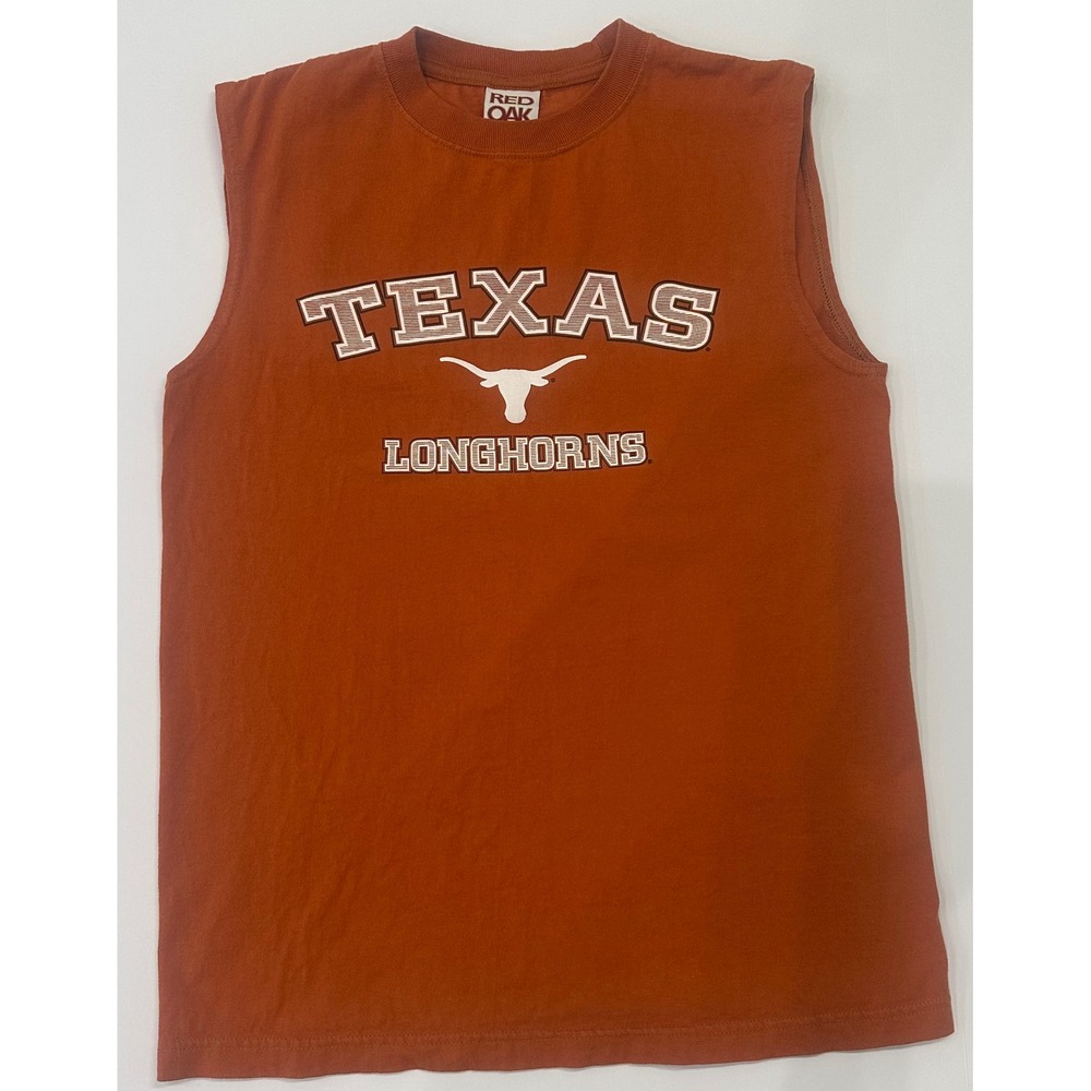 Vintage Red Oak Y2K Texas Longhorns Sleeveless Shirt Burnt Orange Mens M UT NCAA